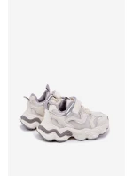 Sneakersy Dziecięce Na Grubej Podeszwie Białe Lianees