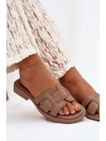 Dámské nazouváky na ploché podrážce tmavě béžové Lorania