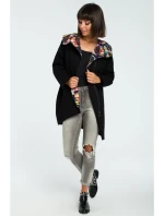 B091 Mikina s kapucňou Oversized na zips - čierna