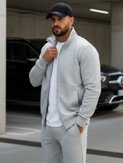 Pánska mikina na zips bez kapucne sivá BX4109