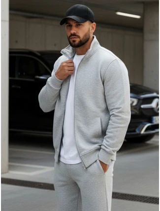 Pánska mikina na zips bez kapucne sivá BX4109 Pánska mikina na zips bez kapucne sivá BX4109