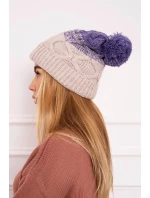 Fleecová čiapka Alice K248 béžová+fialová