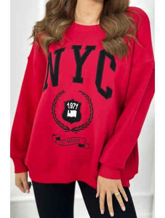 Bavlnená súprava, zateplená mikina + legíny červený