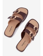 Dámské nazouváky se zlatými sponami béžovo-hnědé Danelle