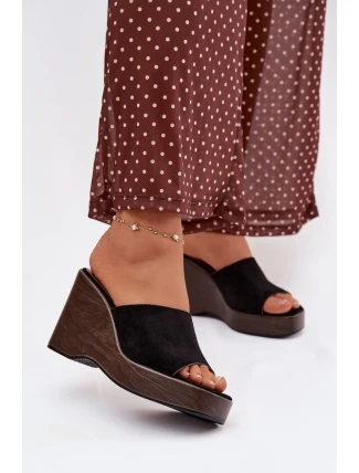 Dámské pantofle na platformě Černé Ravelia