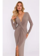 M840 Maxi šaty s uzlom - béžové