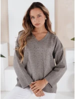 Dámsky sveter s výstrihom do V VERALIA sivý FashionStreet MY2519 Dámsky sveter s výstrihom do V VERALIA sivý FashionStreet MY2519