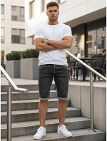 Pánske tmavosivé džínsové šortky FashionStreet SX2617