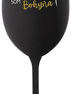 VÍNO JE BOŽSKÝ NÁPOJ. JA SOM BOŽSTVO! - čierny pohár na víno 350 ml
