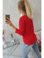 Blúzka s grafikou dievčatá v 3D okuliaroch červená