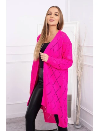 Sveter s geometrickým vzorom ružový neón