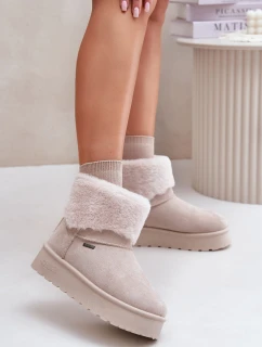 Śniegowce Na Platformie Z Futerkiem Big Star OO274A107 Jasnobeżowe