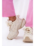 Skórzane Sneakersy Damskie GOE RR2N4037 Beżowe