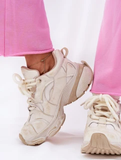 Skórzane Sneakersy Damskie GOE RR2N4037 Beżowe