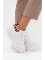 Sneakersy Damskie Na Platformie Big Star SS274247 Białe Panterka