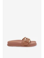 Dámské pantofle s zlatým sponou tmavě béžové Rosivana