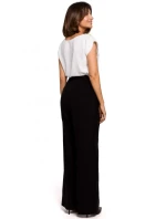 S206 Top bez rukávov s čipkovým výstrihom - ecru farba