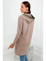 Dámska dlhšia mikina s ozdobnou stuhou 9320 Beige - K-Fashion