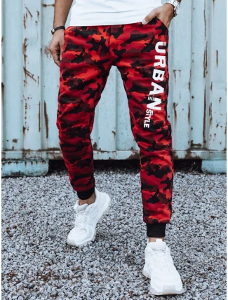 Pánske tepláky s potlačou moro červené FashionStreet UX4444