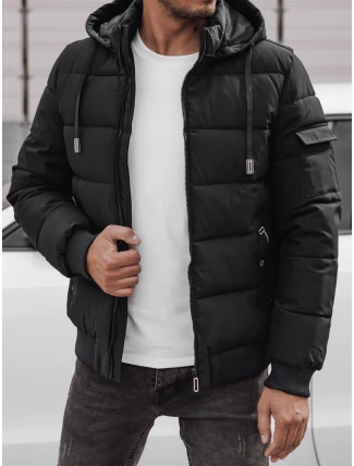 Pánska prešívaná zimná bunda s kapucňou čierna FashionStreet TX4841