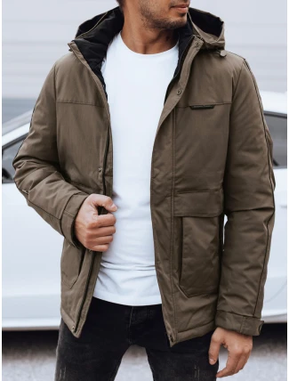 Pánska zimná bunda s odnímateľnou kapucňou svetlohnedá FashionStreet TX4906