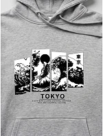 Pánska mikina s kapucňou a potlačou TOKYO, svetlosivá, FashionStreet NX5146BX Pánska mikina s kapucňou a potlačou TOKYO, svetlosivá, FashionStreet NX5146BX