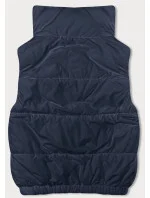Tmavomodrá krátka dámska páperová vesta so stojačikom (16M9092-215) Tmavomodrá krátka dámska páperová vesta so stojačikom (16M9092-215)
