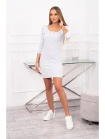 Šaty s výstrihom na gombíky svetlo šedé