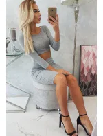 Súprava blúzky a sukne šedá