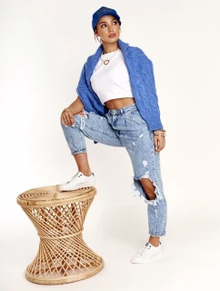 Damskie Skórzane Tenisówki BIG STAR BB274211 Biało Granatowe