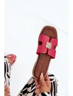 Płaskie Klapki Z Wycięciami I Ozdobą Fuksja Bohalis