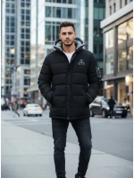 Pánska zimná bunda s kapucňou čierna FashionStreet TX5091 Pánska zimná bunda s kapucňou čierna FashionStreet TX5091