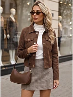 Dámska semišová bunda s patentkami, hnedá, FashionStreet TY5879 Dámska semišová bunda s patentkami, hnedá, FashionStreet TY5879
