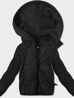 Dámska krátka bunda s pletenou kapucňou J Style čierna (16M9236-392)