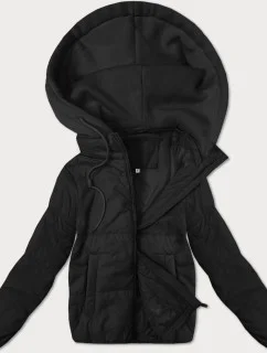 Krátka čierna dámska mikina s kapucňou J Style (16M9236-392)