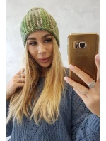 Fleecová čiapka Zoja K306 zelená+béžová
