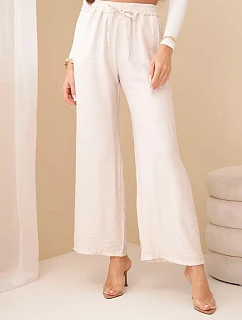 Široké viskózové nohavice béžovej farby