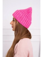 Čiapka Magda s vyhrnutím K293 ružová neónová