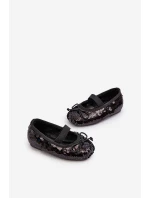 Balerinki Dziecięce Ozdobione Cekinami Czarne Weries