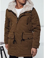 Pánska zimná bunda parka s kapucňou béžová FashionStreet TX4965
