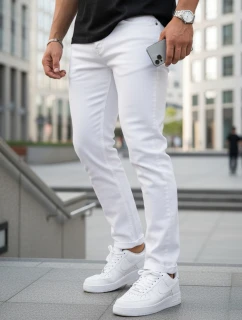 Pánske biele slim fit džínsy FashionStreet UX4477