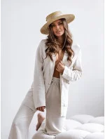 Béžový dámsky oblek s plátnom (VE48)