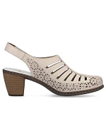 Kožené sandále na podpätku Rieker W RKR49B beige Kožené sandále na podpätku Rieker W RKR49B beige