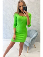 Šaty s gombíkovým výstrihom svetlo zelené