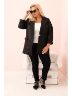 Dámska prešívaná bunda Plus Size s golierom a gombíkom Black