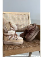 Śniegowce Dziecięce Młodzieżowe Z Futerkiem D.Franklin DFSH370011 Beżowe