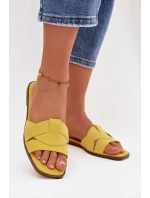 Dámské ploché sandály s pásky Eko Zamszové Žluté Florane