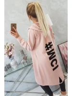 Pláštenka oversize s potlačou tmavo púdrovo ružová