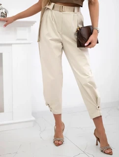 Letné nohavice Punto so zapínaním na nohaviciach béžová