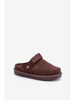 Ocieplane Kapcie Damskie Na Platformie Czekoladowe Neliel